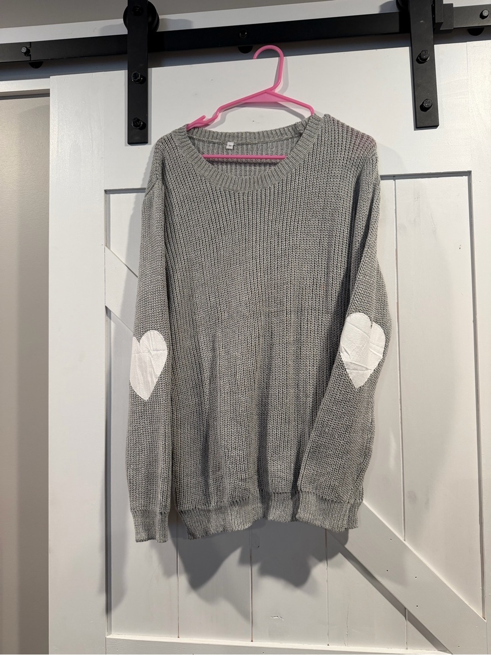 Gray Heart Elbow-Patch Sweater - Women